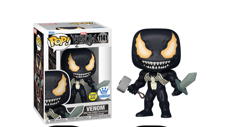 Funko Pop! Marvels Venom With Mjolnir and the sword of Silver Surfer