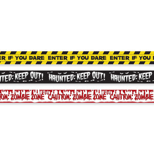 Halloween Fright Plastic Tape Banners (Each 30 Feet Long)