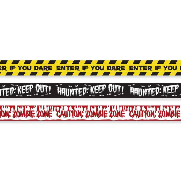 Halloween Fright Plastic Tape Banners (Each 30 Feet Long)