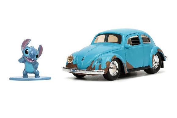 Jada 1/32 Volkswagen Beetle (Weathered) & Disney's Stitch Figure