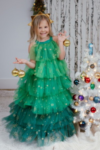 Christmas Tree Dress with Headpiece - Size 5-6