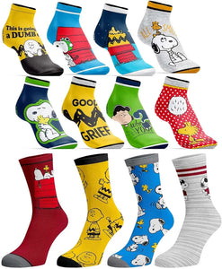 12 Days of Socks : Peanuts Classic Mens Crew Socks - (Size 8-12)