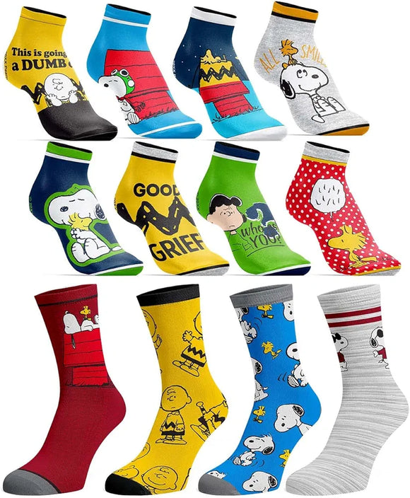 12 Days of Socks : Peanuts Classic Mens Crew Socks - (Size 8-12)