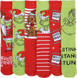 The Grinch Christmas 6 Pack Crew Socks Gift Set In Tin Tote