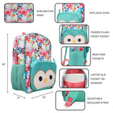 Squishmallows Winston the Owl - Character Collage Kids 16" Backpack with 3-D Ears and Padded Front Pouch