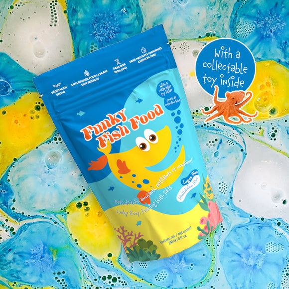 NEW Funky Fish Food - Hullabaloo Blue (Bath Pod Features Bath Bomb Plus Bath Bubbles)