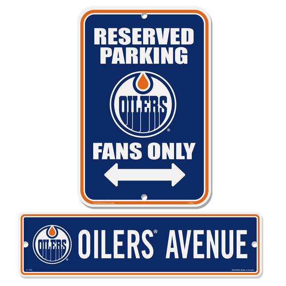 (PRE-ORDER) Edmonton Oilers NHL Signs - 2 Pack Parking & Street Set [PRE-ORDERS ARE FINAL]