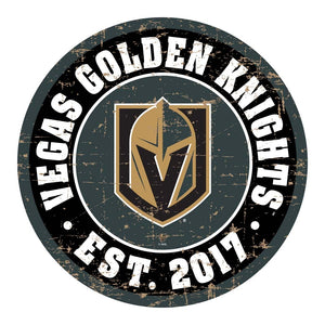 (PRE-ORDER) Vegas Golden Knights NHL Wall Sign - 22" Round Distressed [ALL PRE-ORDERS ARE FINAL]