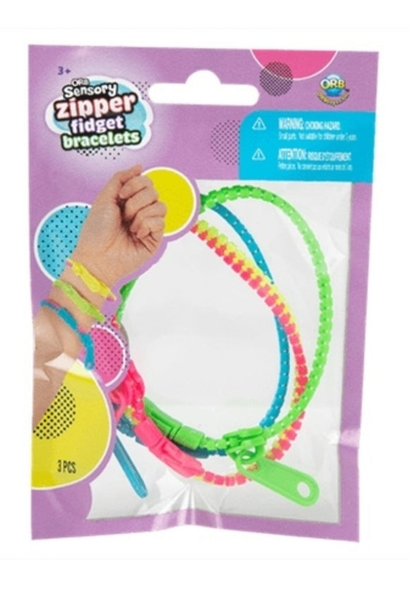 ORB Sensory Zipper Fidget Bracelets - 3 Pack