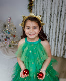 Christmas Tree Dress with Headpiece - Size 5-6