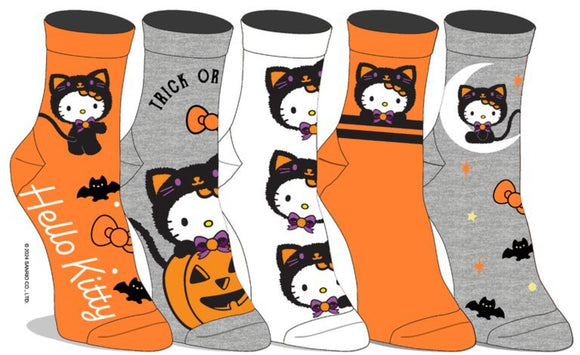 Hello Kitty - Halloween Costume Theme 5 Pack Quarter Crew Socks