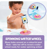 Toomies Splash & Float Bluey – 2-in-1 Water Toy with Pour Cup and Water Wheel (Assorted Styles)