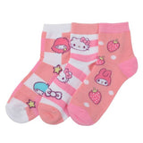 Hello Kitty & Friends - Juniors 3 Pack Quarter Sock with Milk Carton Packaging