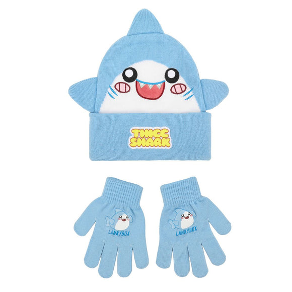 Lanky Box – Thicc Shark Big Face Youth Beanie & Glove Set (O/S)