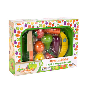 Fat Brain Toys : Pretendables Fruit & Veggie Basket Set - 22 Pieces