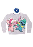 Disney's Stitch and Angel Snow Friends - Girl's Sweatshirt with Scrunchie (Size 4/5)