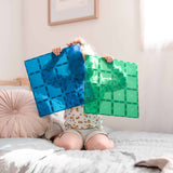 Connetix Magnetic Tiles : Rainbow Blue & Green Base Plate 2 pc