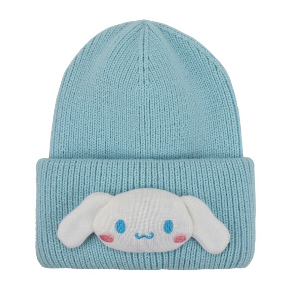 Licensed Sanrio Blue Knit Beanie with Cinnamoroll Face