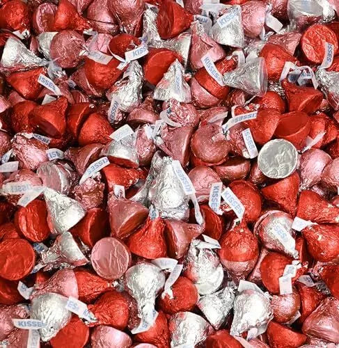 Bulk Hershey Valentine's Day Kisses - Red, Pink, Silver - Sold by The Ounce