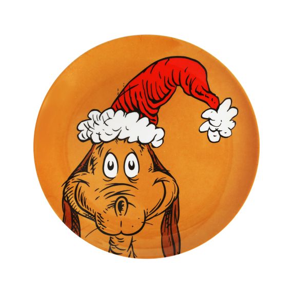 Dr Seuss The Grinch - Max With Santa Hat 8” Melamine Plate