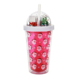 Snow Globe Water Bottle With Straw