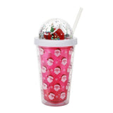 Snow Globe Water Bottle With Straw