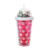 Snow Globe Water Bottle With Straw