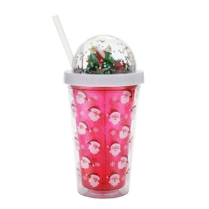 Snow Globe Water Bottle With Straw