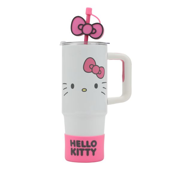 Hello Kitty Bow - 30oz Stainless Steel Tumbler w/Acrylic Straw and Rubber Sleeve