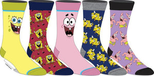 SpongeBob Squarepants Men's Crew Socks - 5 Pack