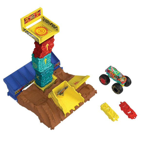 *** NEW FOR SPRING 2023 *** Hot Wheels Monster Trucks Arena Smashers Demo Derby Car Jump Challenge Playset With 1 Vehicle